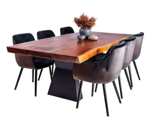 Live-Edge Wooden Dining Table Set