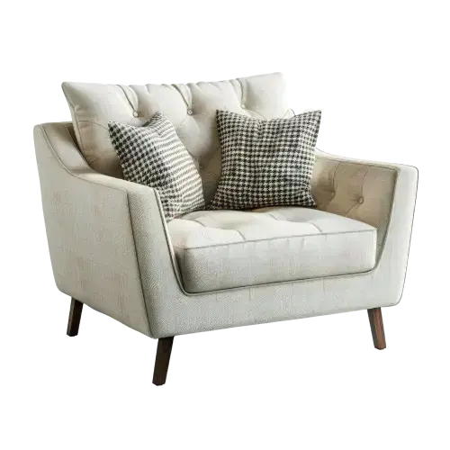 Mid-Century Beige Accent Chair