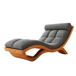 Curved Wood Frame Chaise (Oak, IKEA)