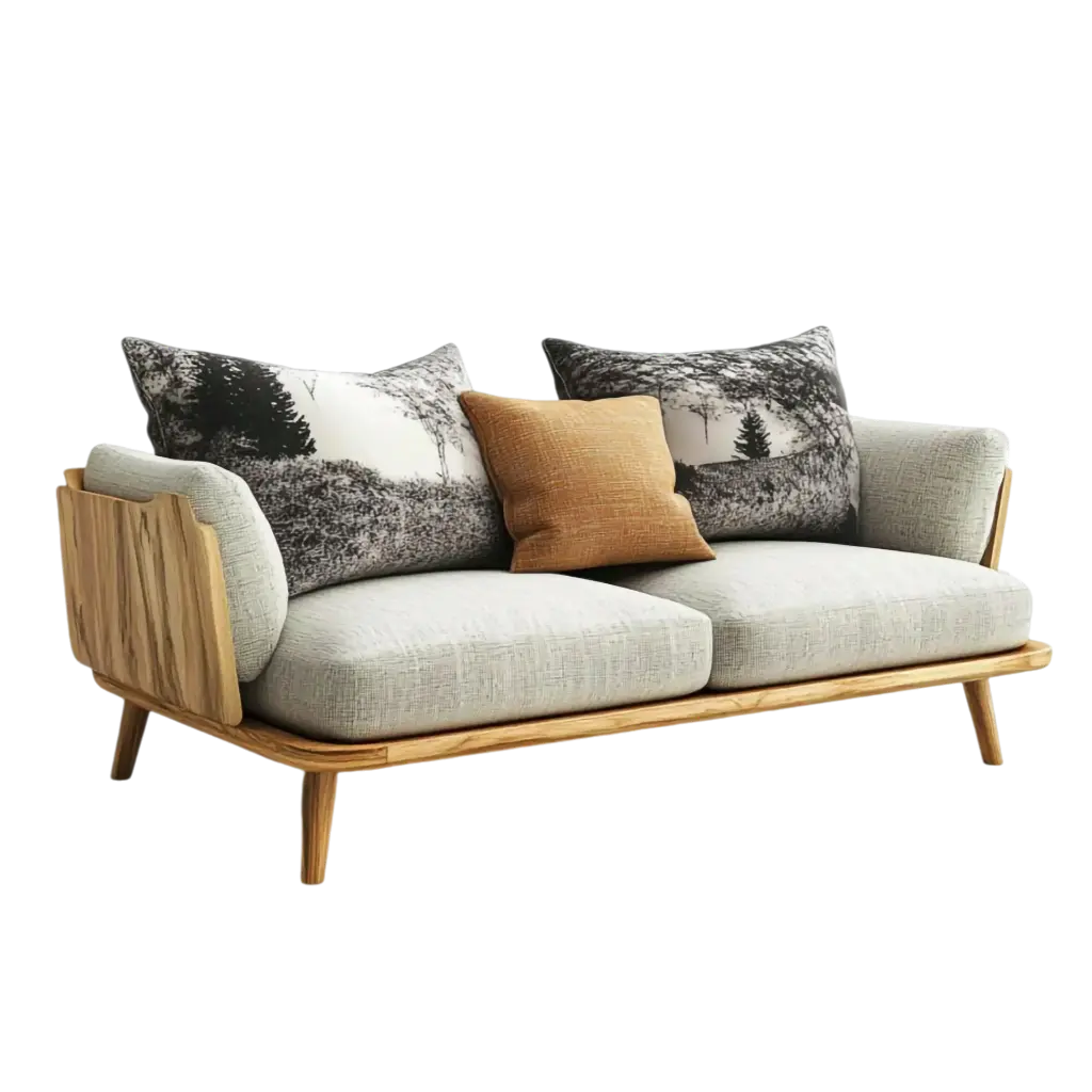 Cozy 2-Seater Wooden Sofa (IKEA)