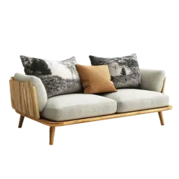 Cozy 2-Seater Wooden Sofa (IKEA)