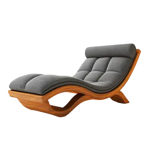 Curved Wood Frame Chaise